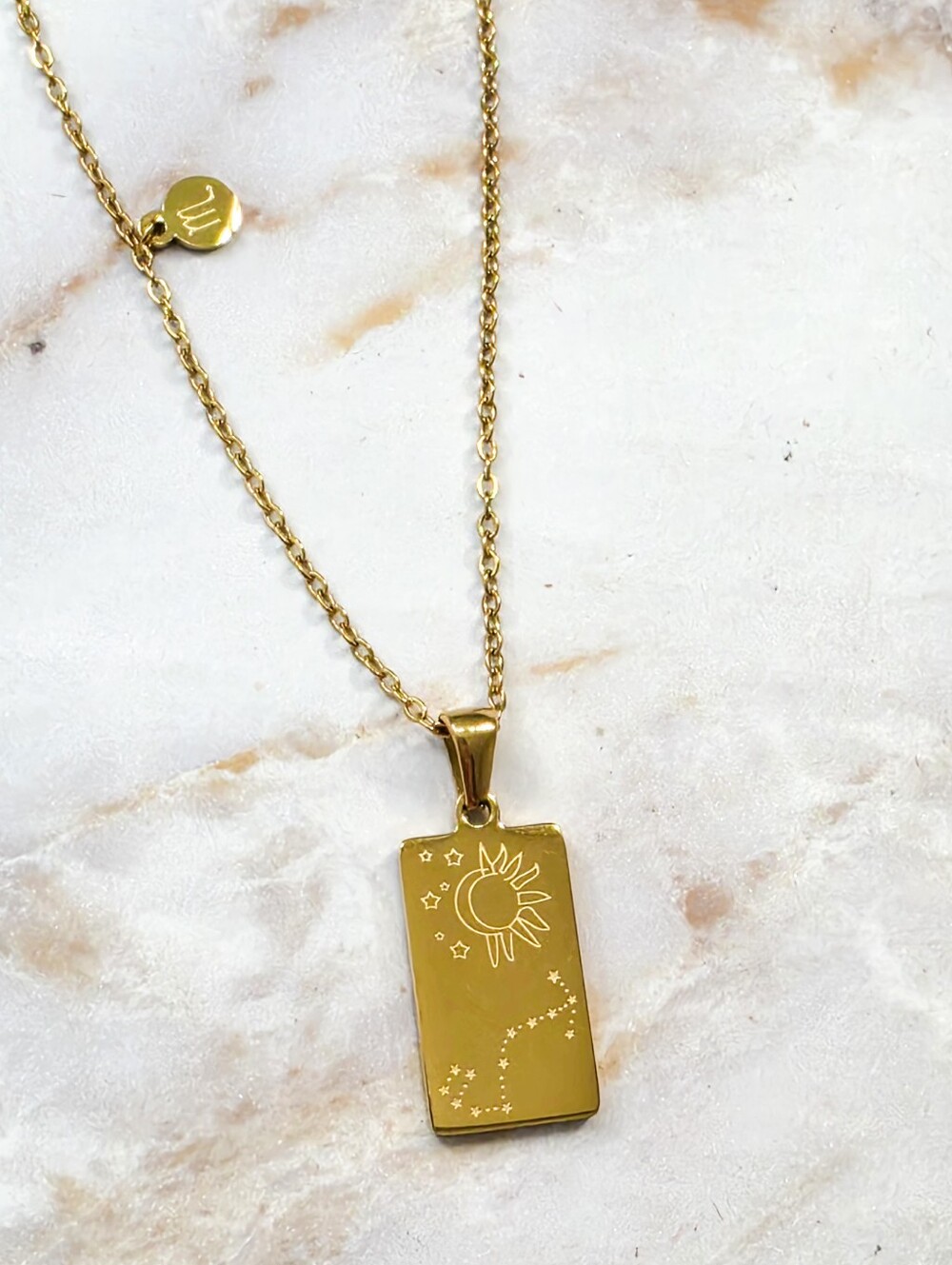 Scorpio Zodiac Tarot Card Necklace 18K Gold Plated Titanium Steel Double-Sided - Picture 10 of 10